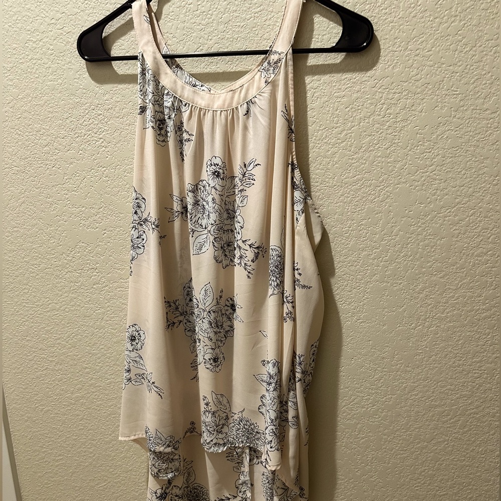 Sheer pink floral hi low top from torrid